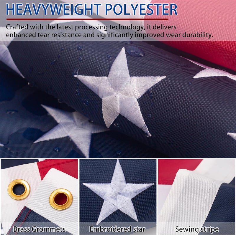 ZNNOPAX american flag 8x12ft, Heavy Duty Polyester USA Flag Outdoor with Embroidered Stars, Sewn Stripes,Brass Grommets for Indoor, Outdoor, All Weather - Image 2